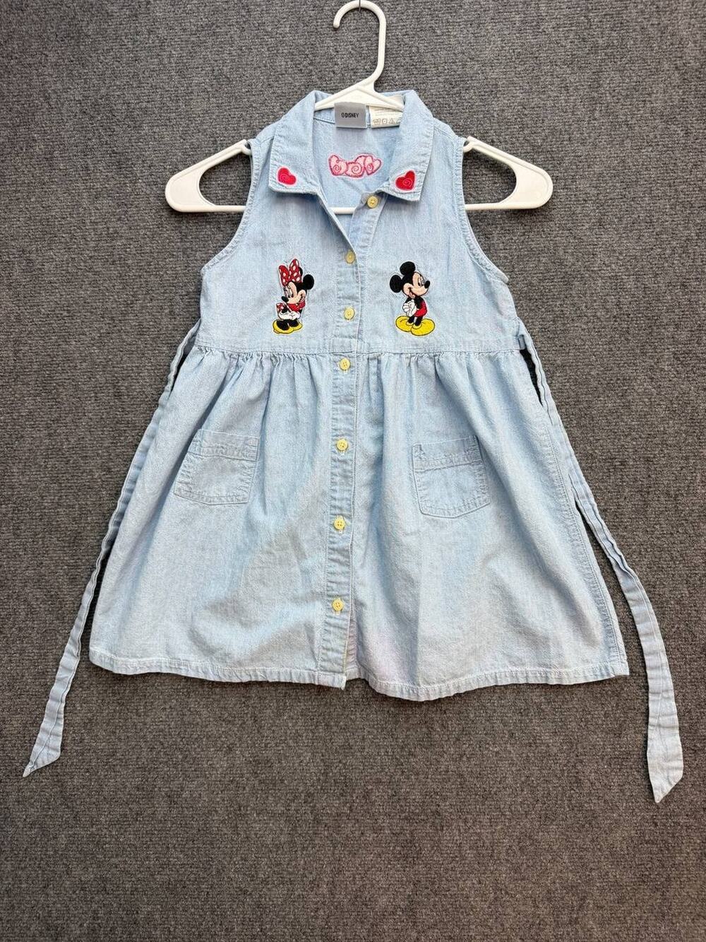 The Disney Store Girls 6/6X Mickey Minnie Chambray Shirt Dress Cotton